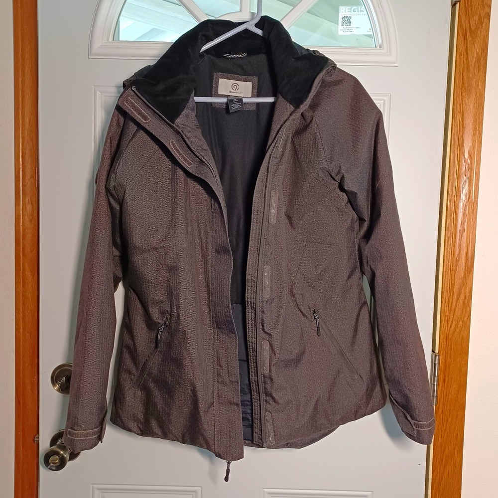 Champion Womens Gray Softshell Hooded Full Zip Lightweight Winter Jacket Size M